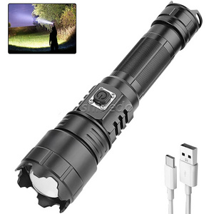 Portable LED Flashlight ABS High-power Rechargeable Torch Highlight Flash Light Outdoor Waterproof Camping Hiking Light