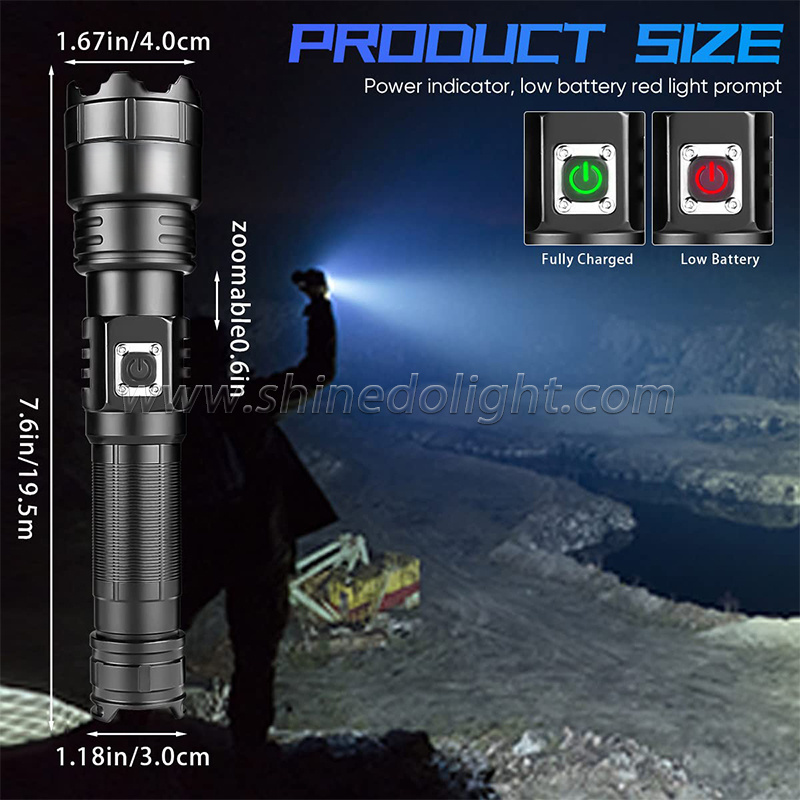 Portable LED Flashlight ABS High-power Rechargeable Torch Highlight Flash Light Outdoor Waterproof Camping Hiking Light