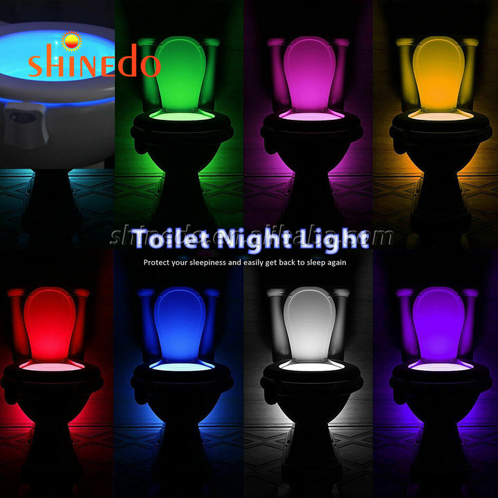 Motion Activated LED Light 8 Colors Changing Toilet Bowl Nightlight for Bathroom Light Bowl Toilet