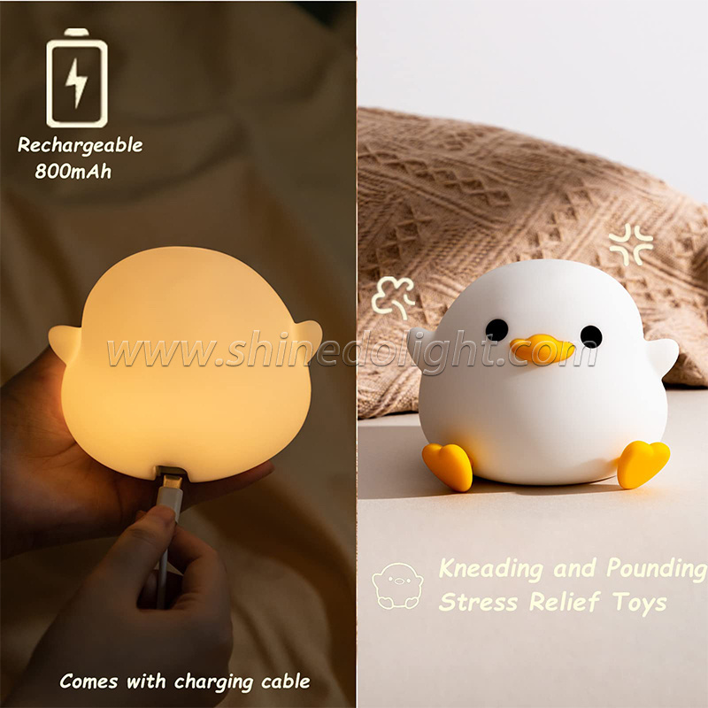 Cute children's silicone LED duck night light children's bedside nursery night decoration touch sensitive light