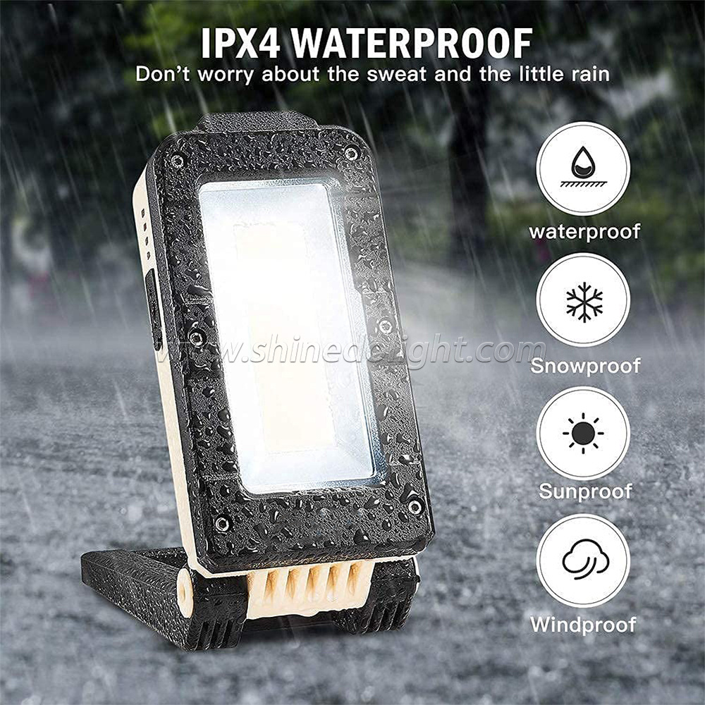 Portable rechargeable LED work light Multi-purpose flashlight 180 degrees rotating folding Handheld work light magnetic base