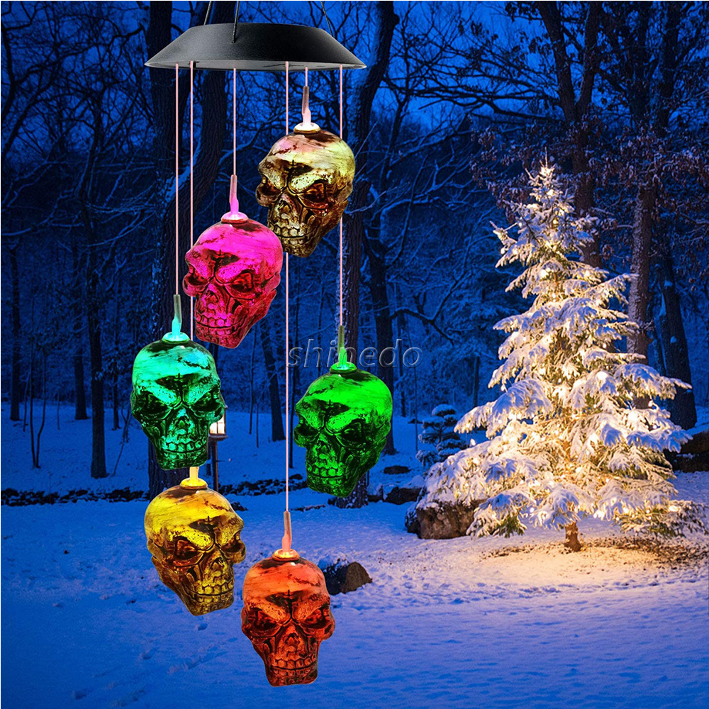 Skull Wind Chimes Solar Garden Light mom Gift Windchimes Garden Gift Christmas Wind Chimes Gifts