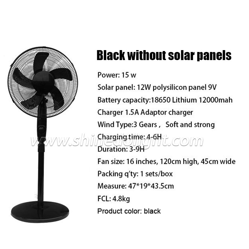 Solar Fan Household Large Wind Mute Outdoor Portable Battery Rechargeable Floor Fan Solar Fan with solar panel