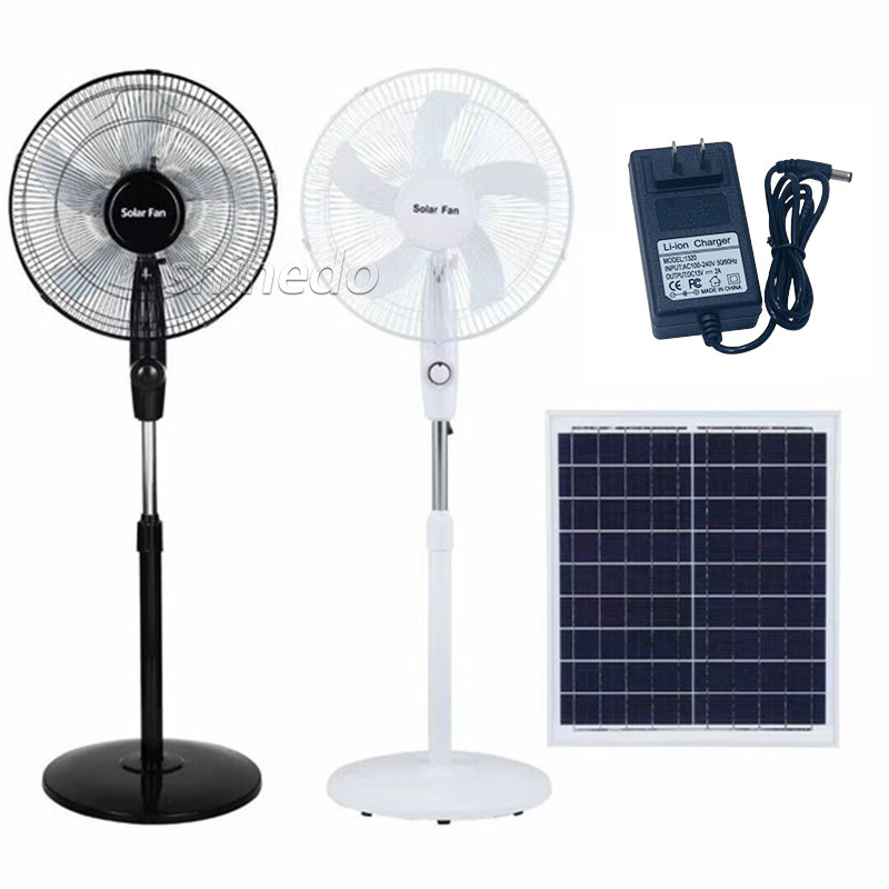 Solar Fan Household Large Wind Mute Outdoor Portable Battery Rechargeable Floor Fan Solar Fan with solar panel