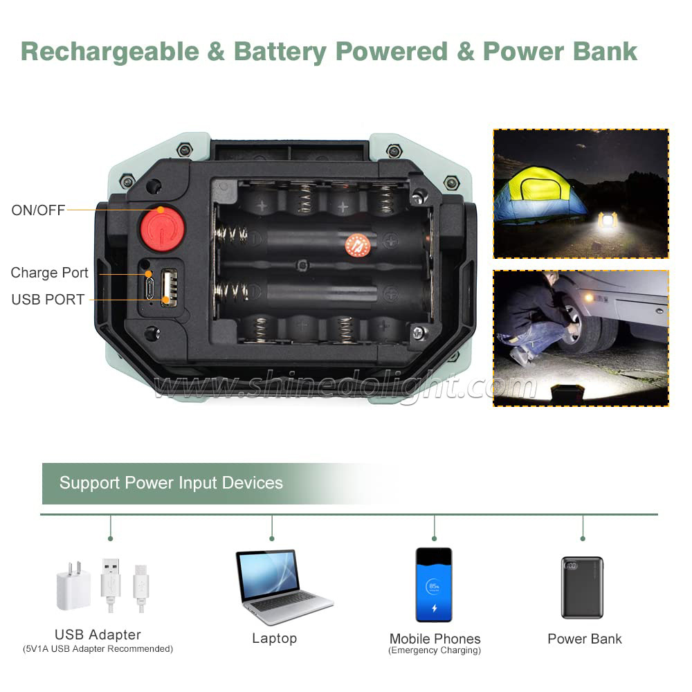 Rechargeable LED work light Portable waterproof COB floodlight 30W super bright camping light