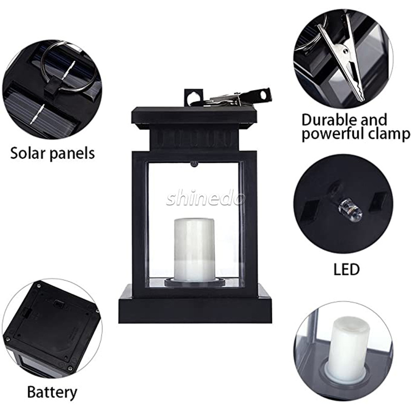 Shinedo Solar Hanging Lantern LED Warm White Light Candle Effect Lights Outdoor Waterproof Light for Table Yard Decoration