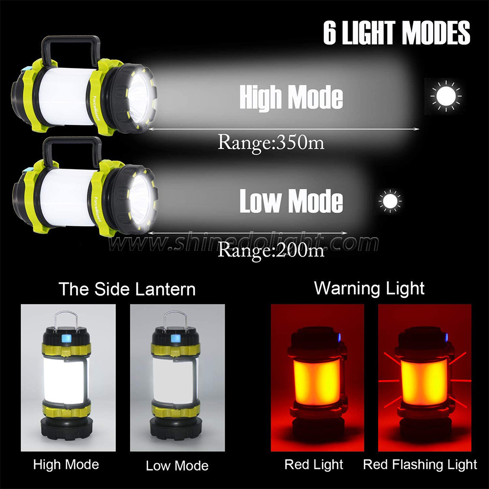 Shinedo Rechargeable Camping Light High Lumen LED Light 4 Modes Flashlight Outdoor Camping Lantern for Emergency