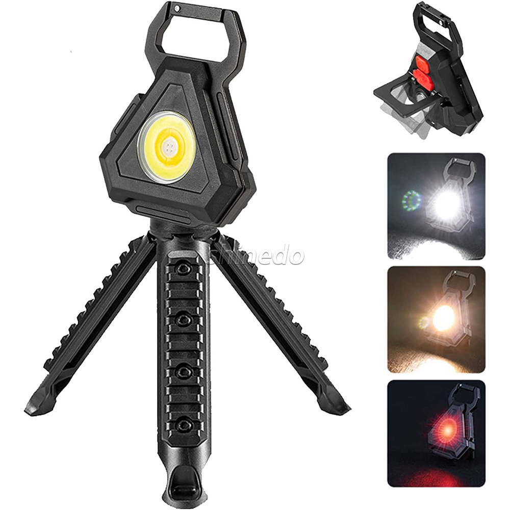 USB Rechargeable Mini Flashlight 800 lumen 7 mode Powerful COB work flashlight with magnetic hook corkscrew spotlight