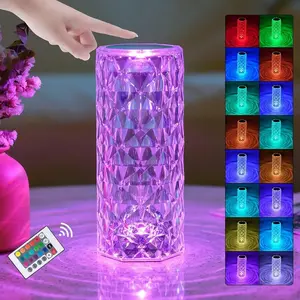 16/3 Colors LED Night Light Rose Light Touch Control Atmosphere lamp RGB Color Changing Crystal Table Lamp for Bedroom