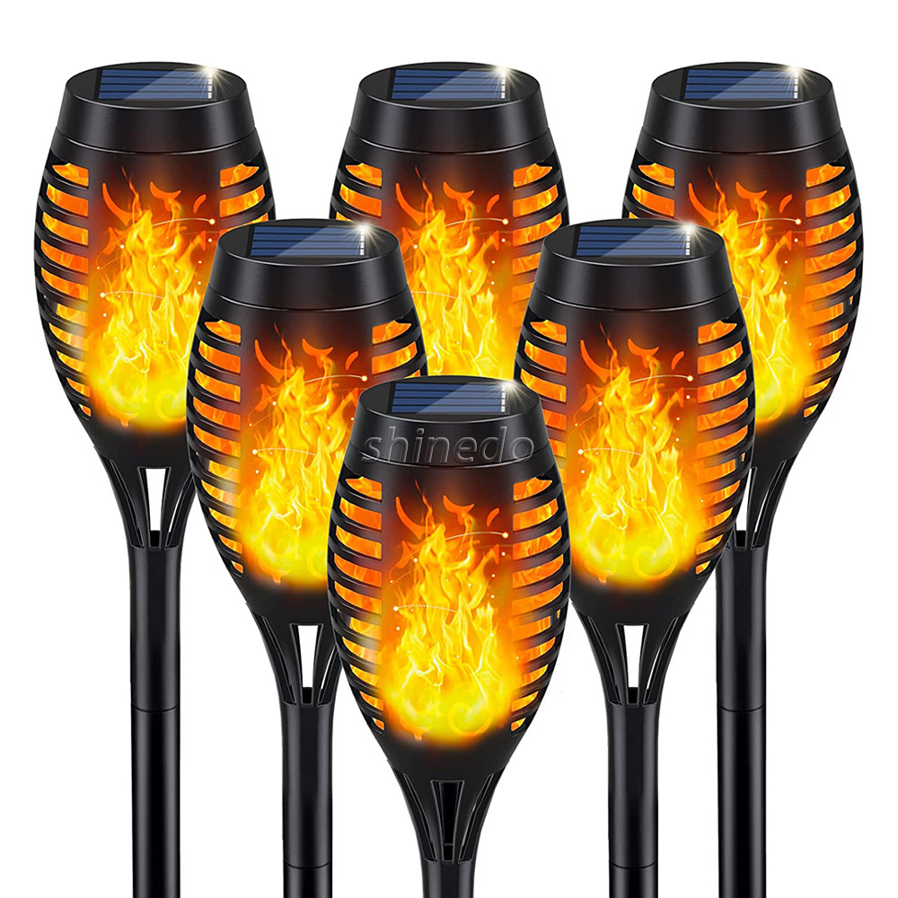 Solar Flame Flickering Garden Torch Night Lights LED Flame Torches For Outdoor Pathway Lights Garden Landscape Decoration