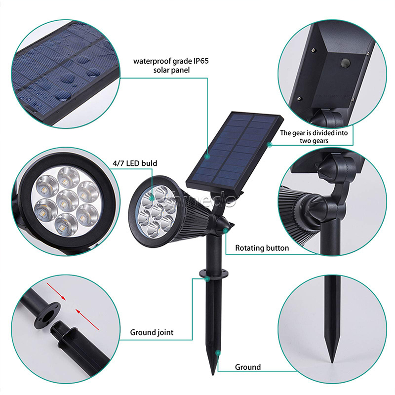 Best Waterproof Solar Powered Spotlight For Garden Wireless Outdoor Yard Landscape Lighting