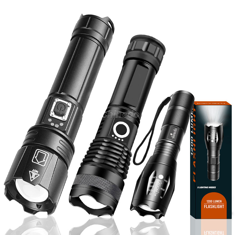 1200-5000 Lumen Flashlight Hand LED torch flash light Outdoor 1200 Lumen XML T6/P50/P70 Linterna Waterproof  Zoomable Flashlight