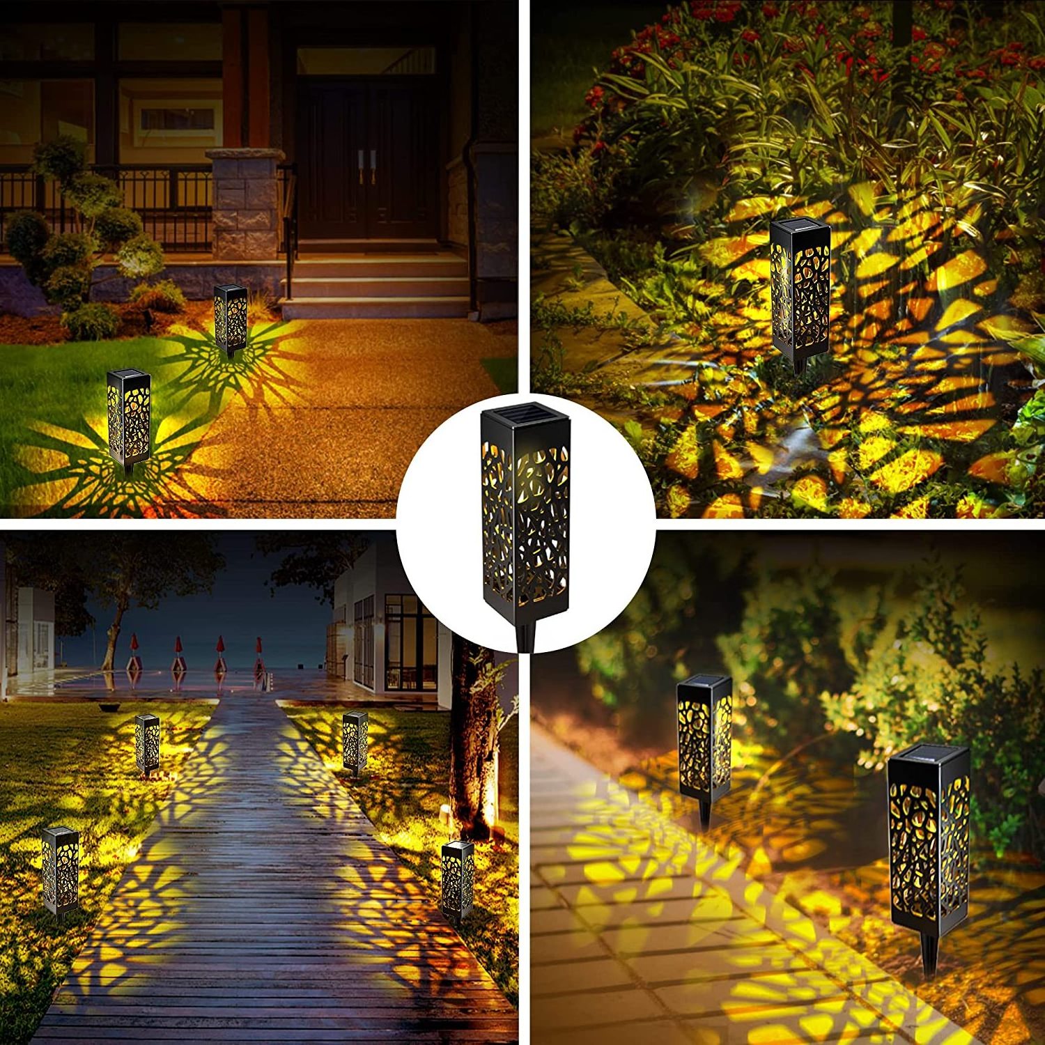 Solar Powered LED Garden Path Lights Outdoor, Automatic Led Halloween Christmas Decorative Landscape Lighting for Patio