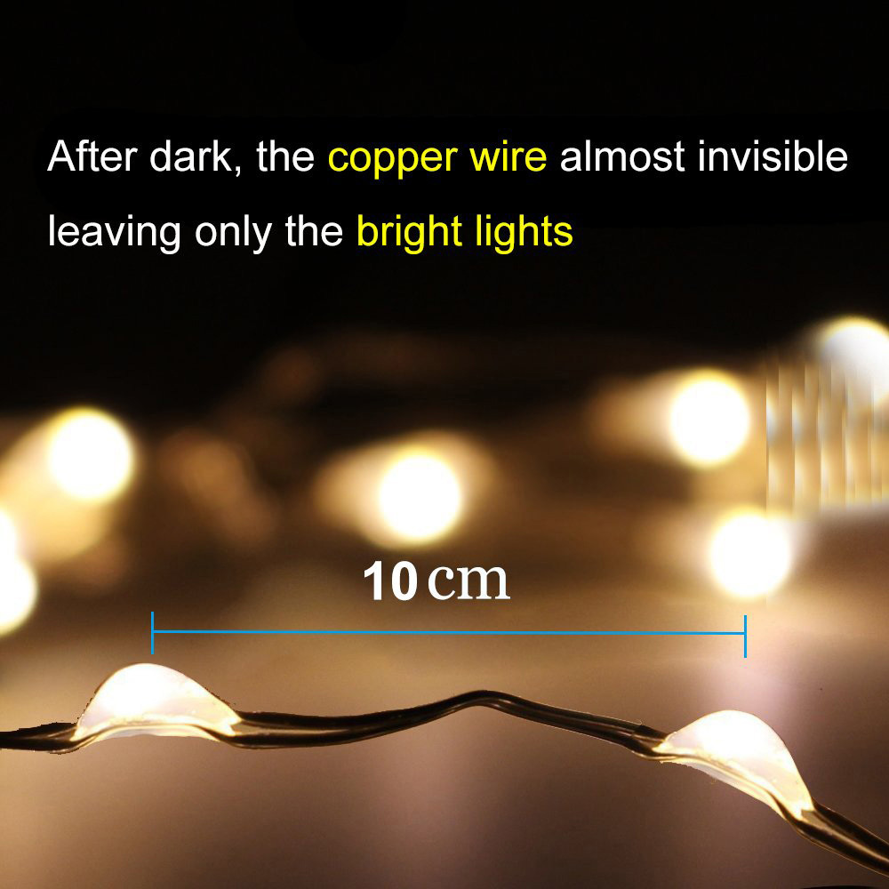 12m  Holiday Light Waterproof Copper Wire Solar led String Lights Christmas Decoration Holiday Light