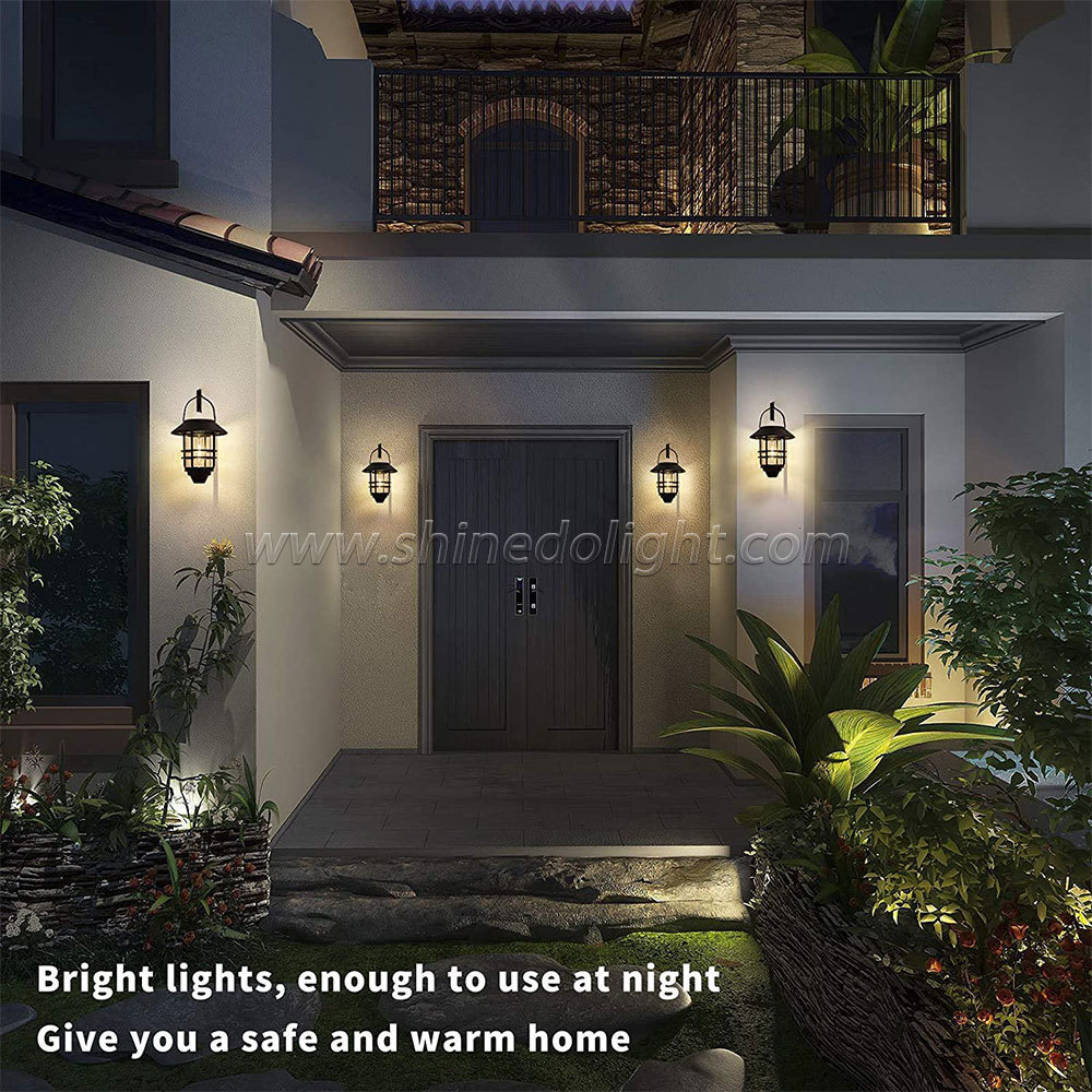 Outdoor Flickering Flamer Hanging  Lantern Lights Waterproof Stainless Wall Light Solar Flame Light