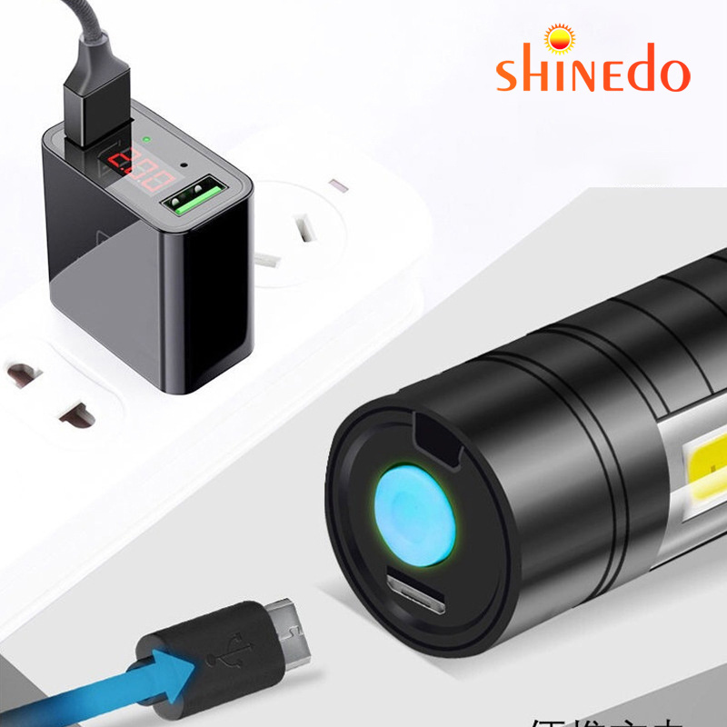 Shinedo Mini Led Torch Zoomable 3 Modes Handheld Torch for Cycling Hiking Camping Outdoor Emergency Rechargeable USB Flashlights