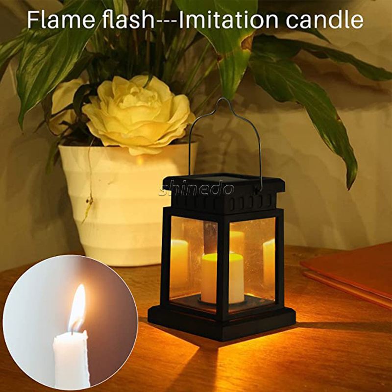 Shinedo Solar Hanging Lantern LED Warm White Light Candle Effect Lights Outdoor Waterproof Light for Table Yard Decoration