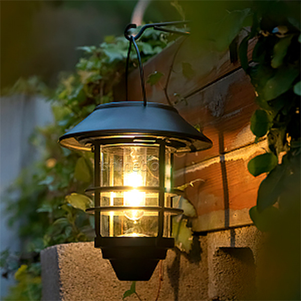 Outdoor Flickering Flamer Hanging  Lantern Lights Waterproof Stainless Wall Light Solar Flame Light