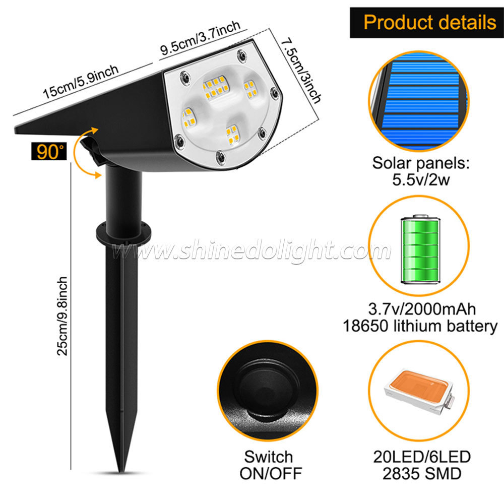 New Portable Outdoor Garden Solar 20 LED Wall Spotlights