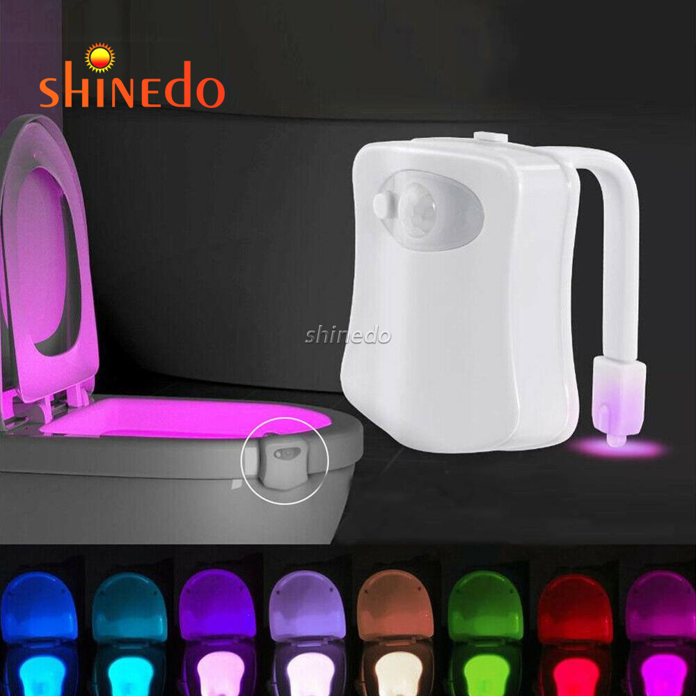 Motion Activated LED Light 8 Colors Changing Toilet Bowl Nightlight for Bathroom Light Bowl Toilet