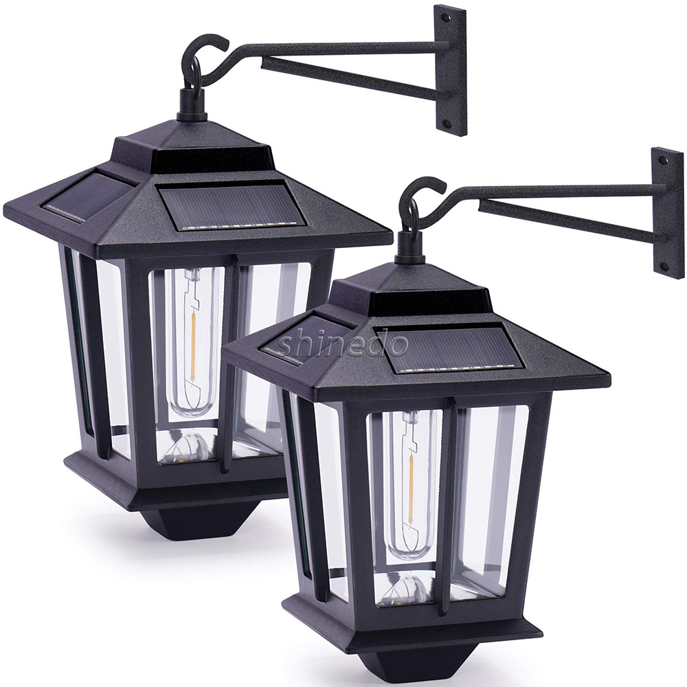 Shinedo 2Pack Solar Garden Light with 4 Solar Panels, Outdoor Solar Wall Lanterns for Backyard