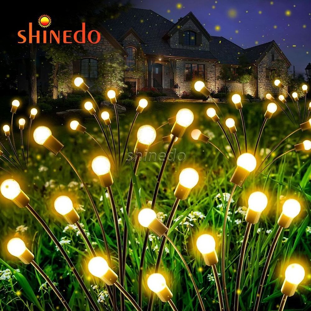 IP65 firefly holiday wedding party 6 8 10 led light swaying rgb waterproof fireworm decoration firefly light solar garden light