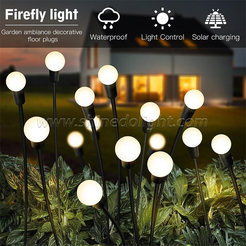 IP65 firefly holiday wedding party 6 8 10 led light swaying rgb waterproof fireworm decoration firefly light solar garden light