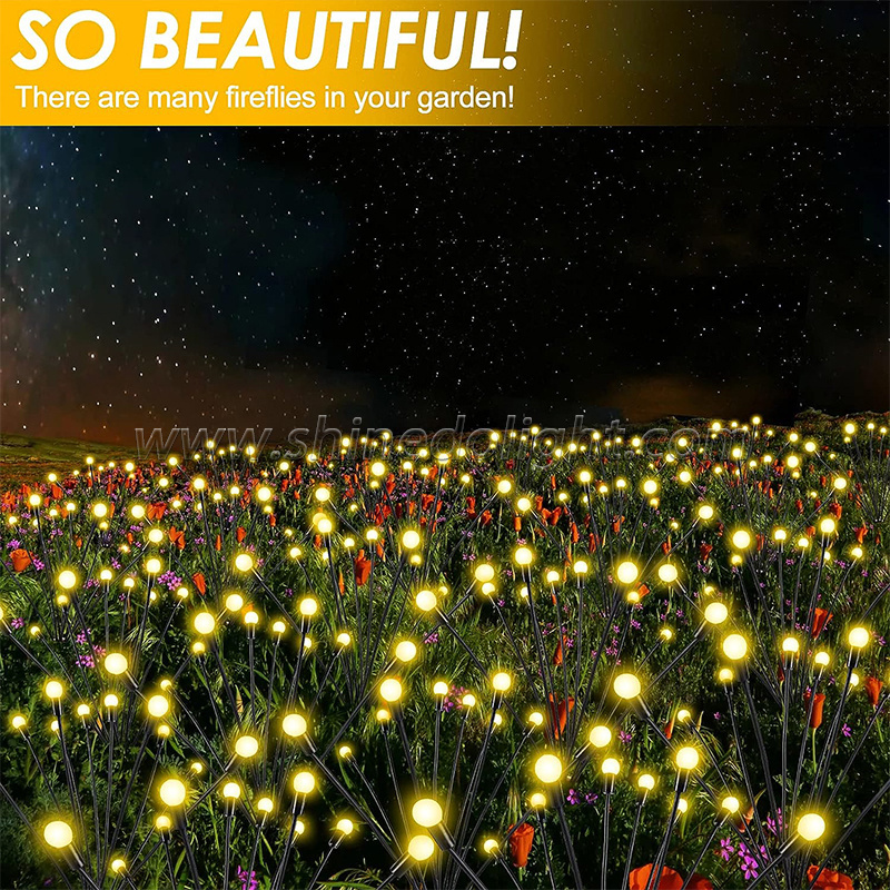 IP65 firefly holiday wedding party 6 8 10 led light swaying rgb waterproof fireworm decoration firefly light solar garden light