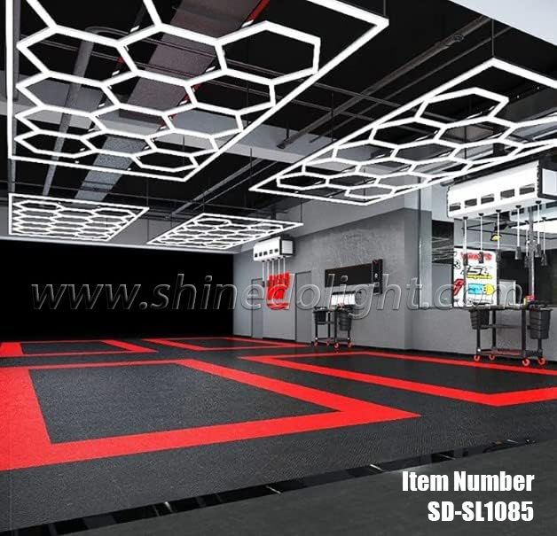 Hexagon LED Garage Light Honeycomb Detailing Car Auto Body Repair Wash Station Workshop Linear Bar Tube Light