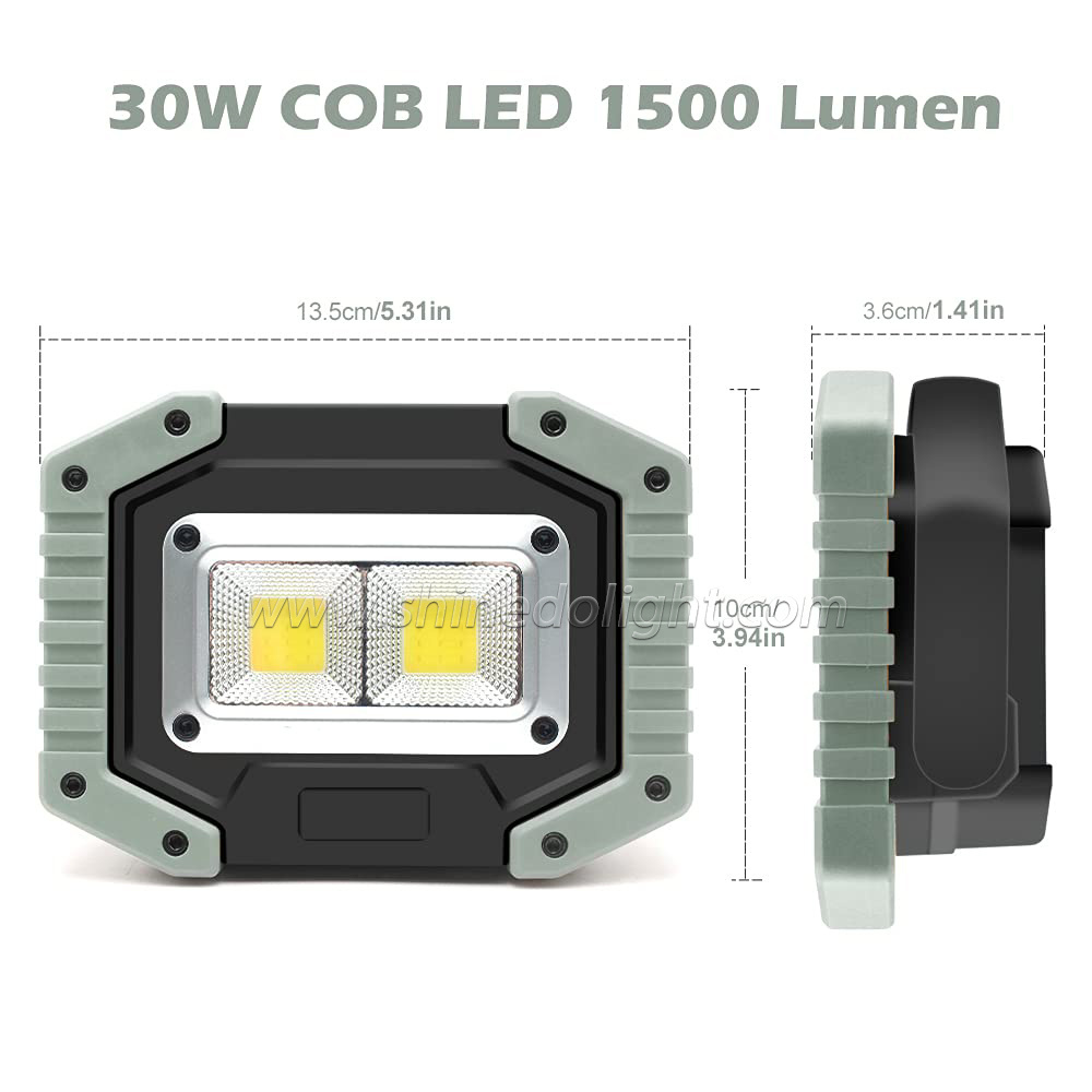 Rechargeable LED work light Portable waterproof COB floodlight 30W super bright camping light