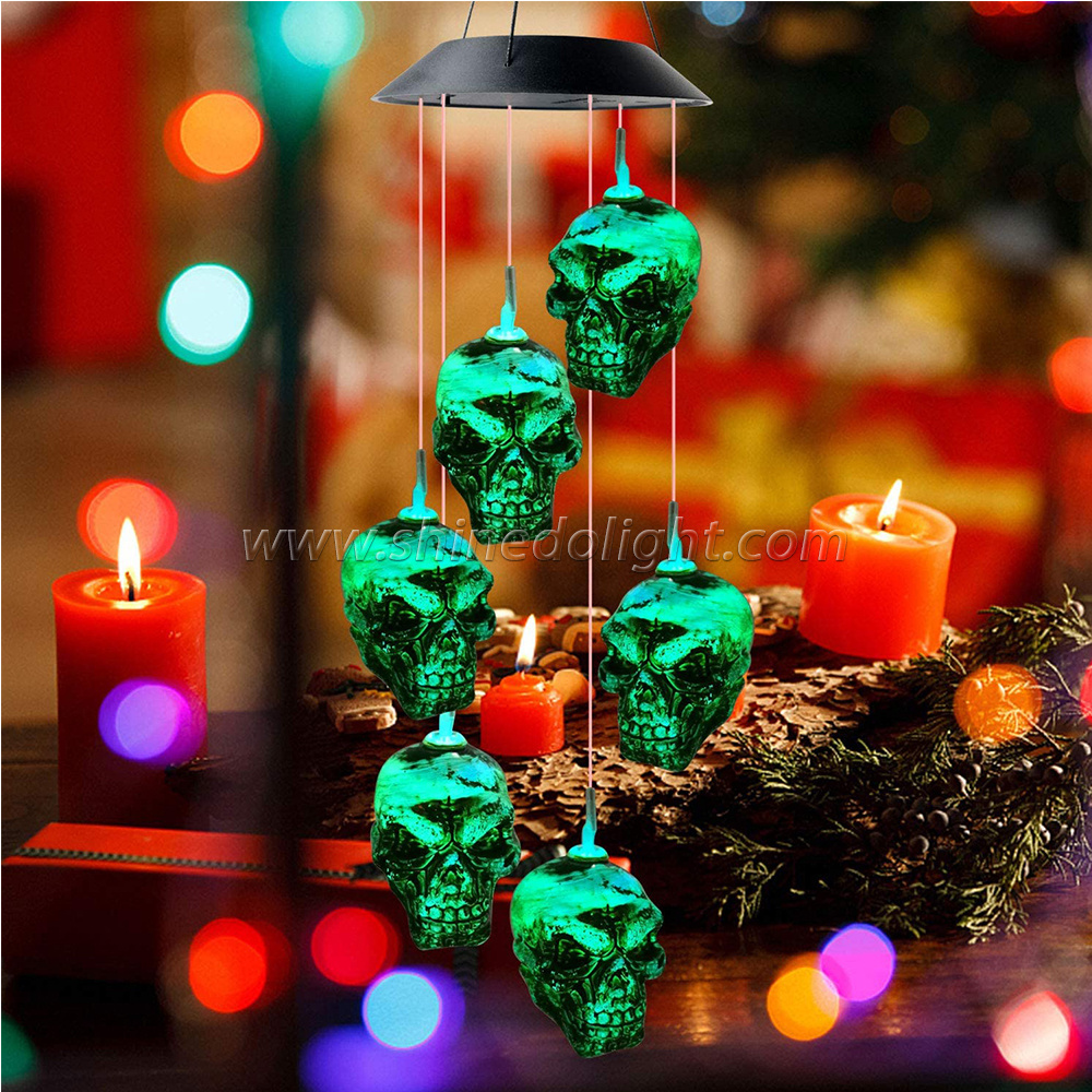 Skull Wind Chimes Solar Garden Light mom Gift Windchimes Garden Gift Christmas Wind Chimes Gifts