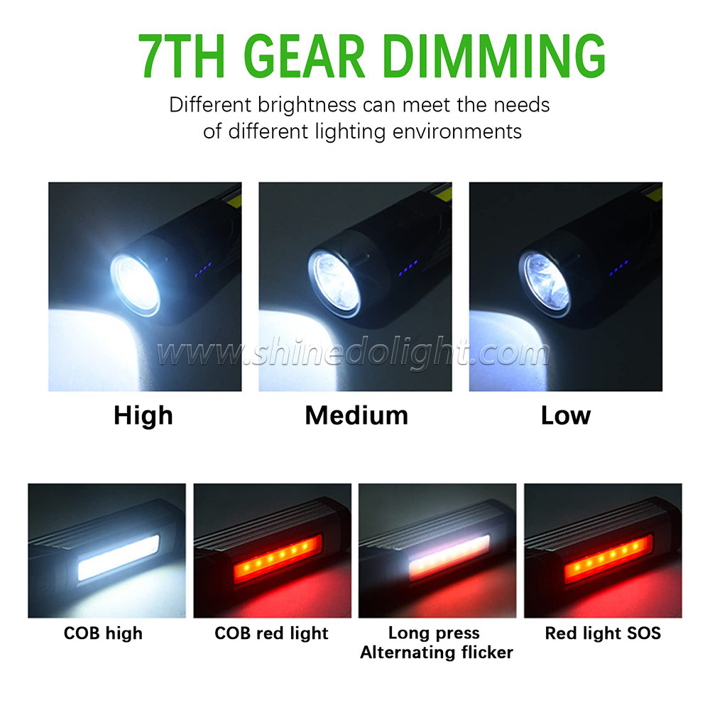 LED flashlight multi-functional 90-degree folding handheld working light USB charging