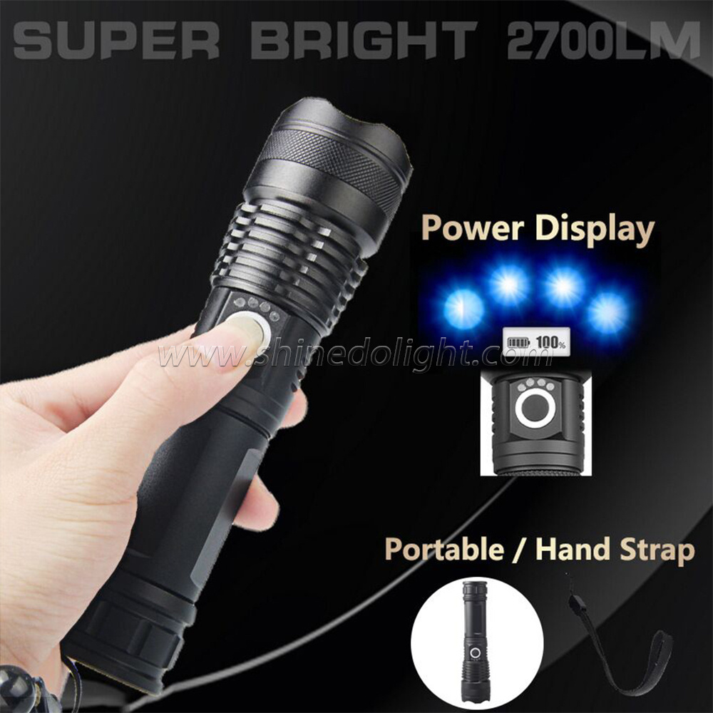 Super Bright Outdoor Aluminum Waterproof with P50  LED Rechargeable Torch Flashlight