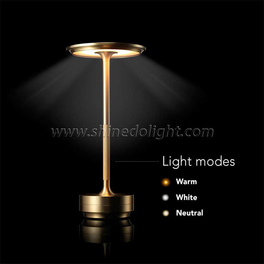 Hot Sale Dining Touch Led Hotel Bar Coffee Table Lamp Rechargeable Electroplated Decorative Desk Light Table Lamp