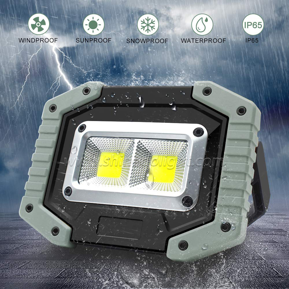 Rechargeable LED work light Portable waterproof COB floodlight 30W super bright camping light