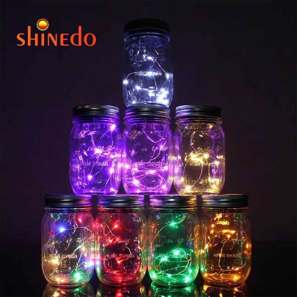 Outdoor Christmas Hanging Solar Powered Mason Jar RGB LED String Light