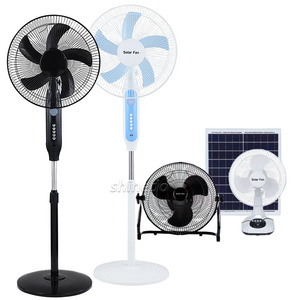 Rechargeable standing fan floor solar fan Built-in lithium battery and USB solar rechargeable fan