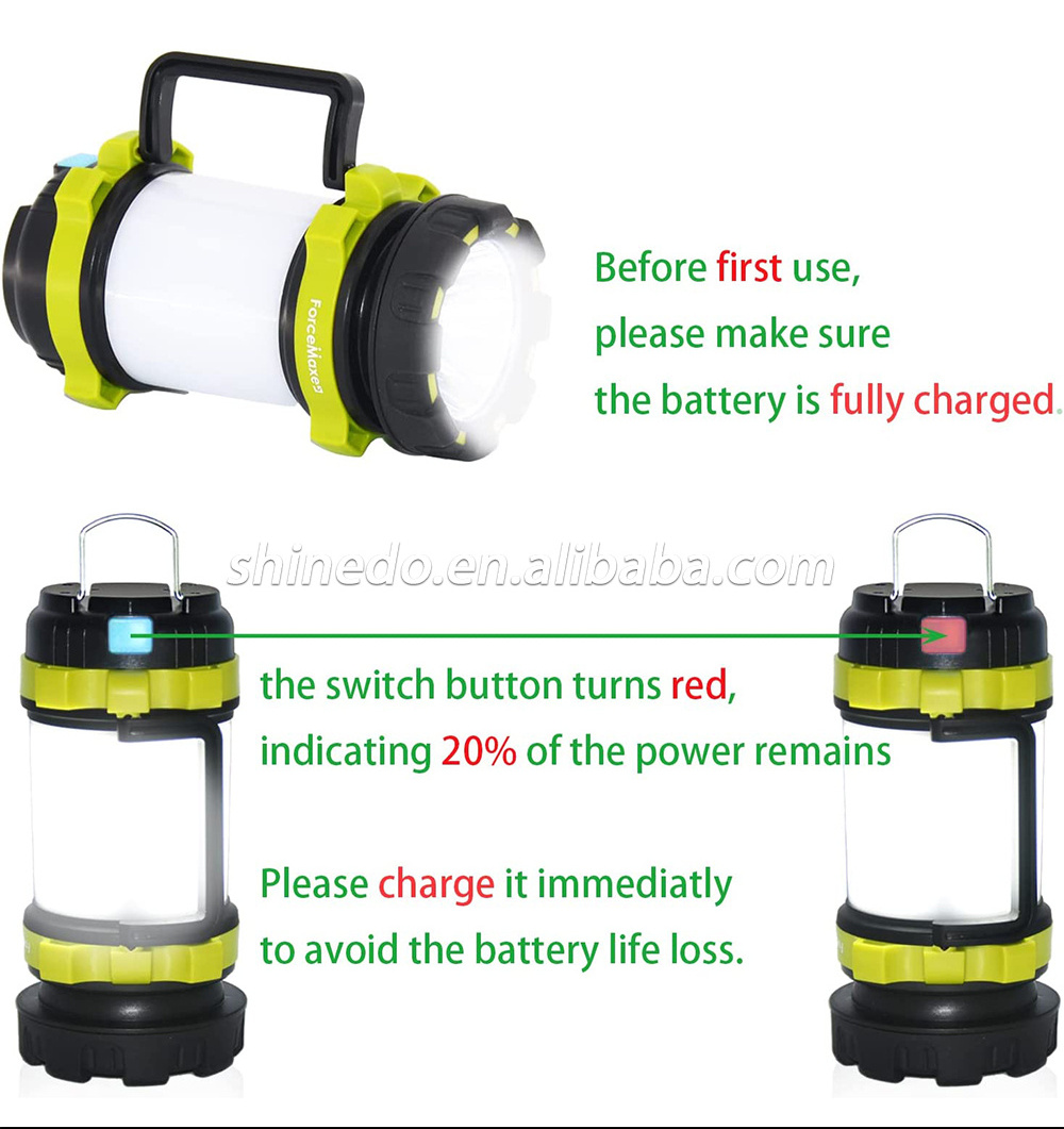 Shinedo Rechargeable Camping Light High Lumen LED Light 4 Modes Flashlight Outdoor Camping Lantern for Emergency