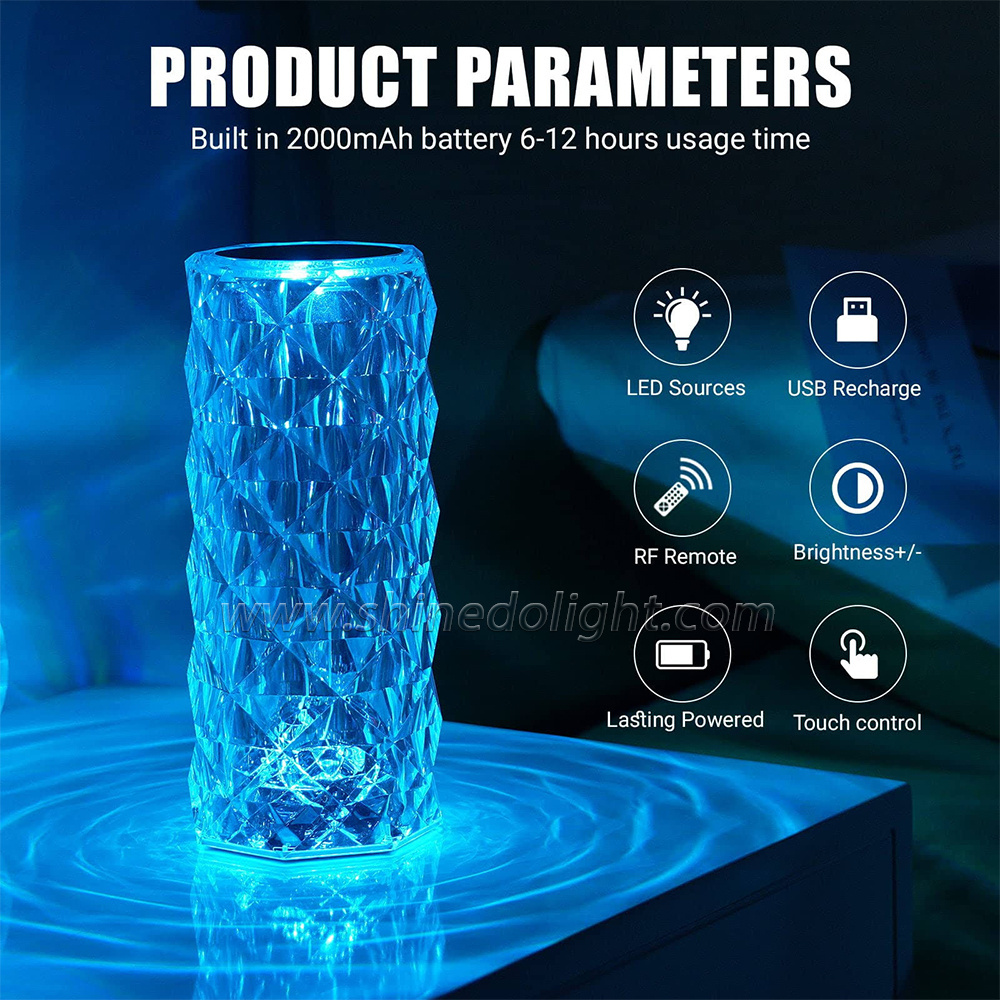 16/3 Colors LED Night Light Rose Light Touch Control Atmosphere lamp RGB Color Changing Crystal Table Lamp for Bedroom