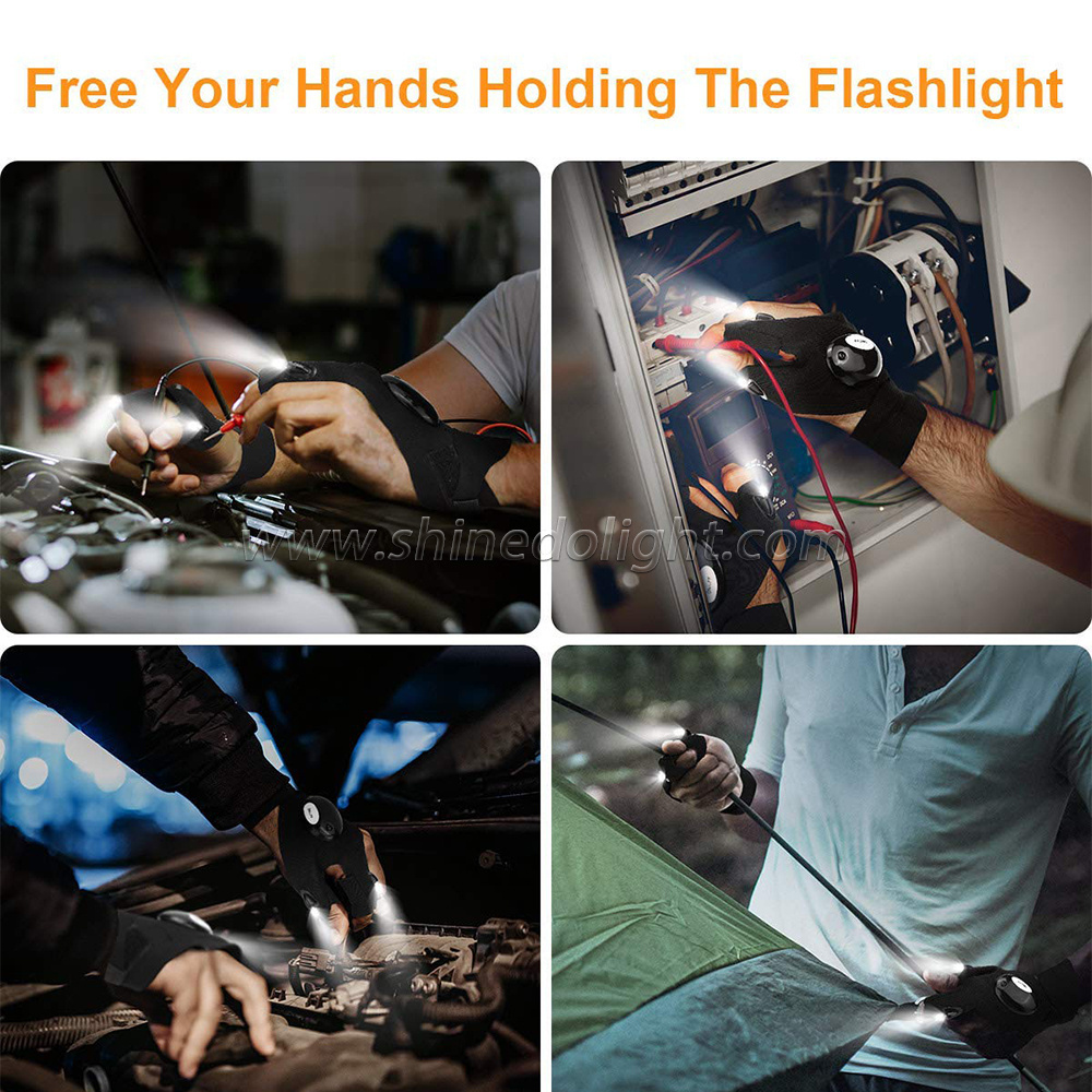 LED Flashlight Gloves Hands Free Light Gloves Lamp  Christmas Gift Gadgets Tools for Outdoor Camping Fishing