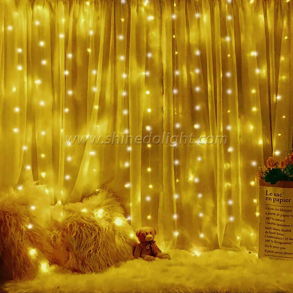 3x3m 300 8 Modes String Decorative Curtain lights, Window Waterproof Fairy Garland LED Curtain Light for Bedroom Decorations