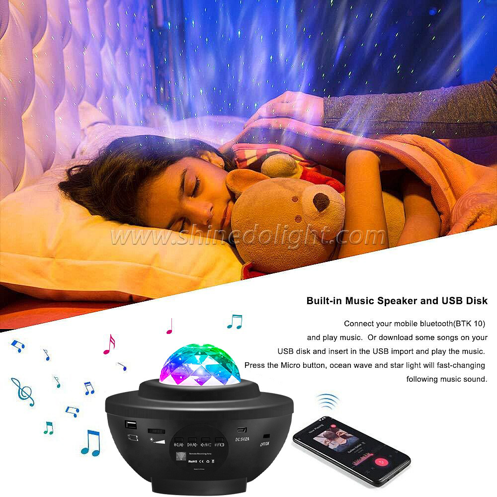 LED Smart star Projection Light for interior decoration Projection star with Bluetooth music speaker with remote control