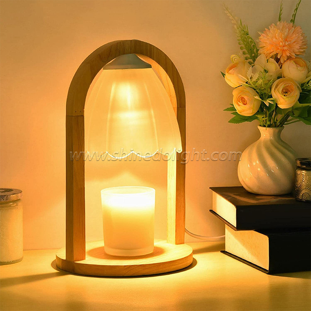 Modern Candle Warmer Lamp Flameless Aromatherapy Wax Creative Birthday Gift Wooden Decor Lamps Table Lamp for bedroom