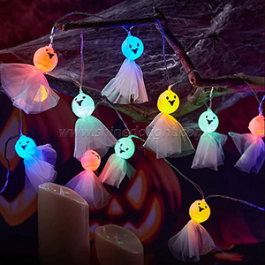 Halloween Ghost String Light  Battery Operated Flickering Lights for Outdoor Indoor Halloween Party Decorations