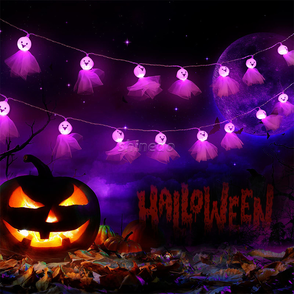 Halloween Ghost String Light  Battery Operated Flickering Lights for Outdoor Indoor Halloween Party Decorations