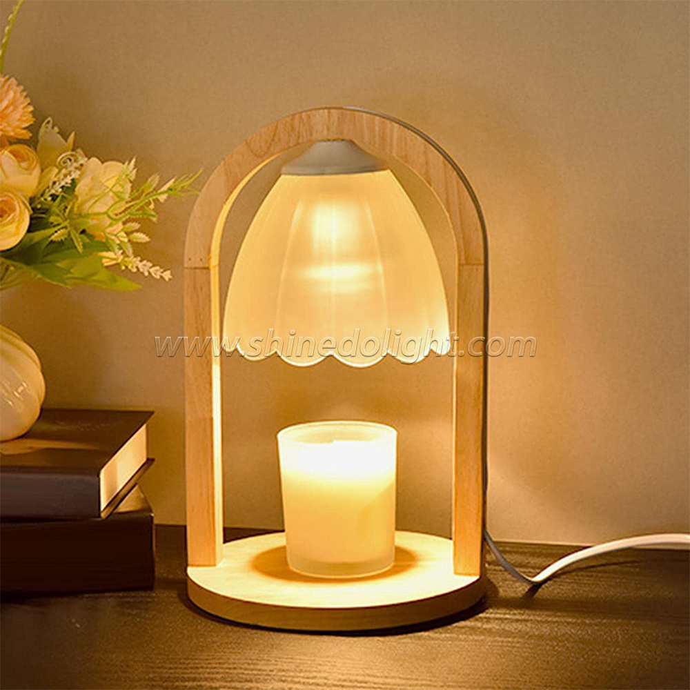 Modern Candle Warmer Lamp Flameless Aromatherapy Wax Creative Birthday Gift Wooden Decor Lamps Table Lamp for bedroom