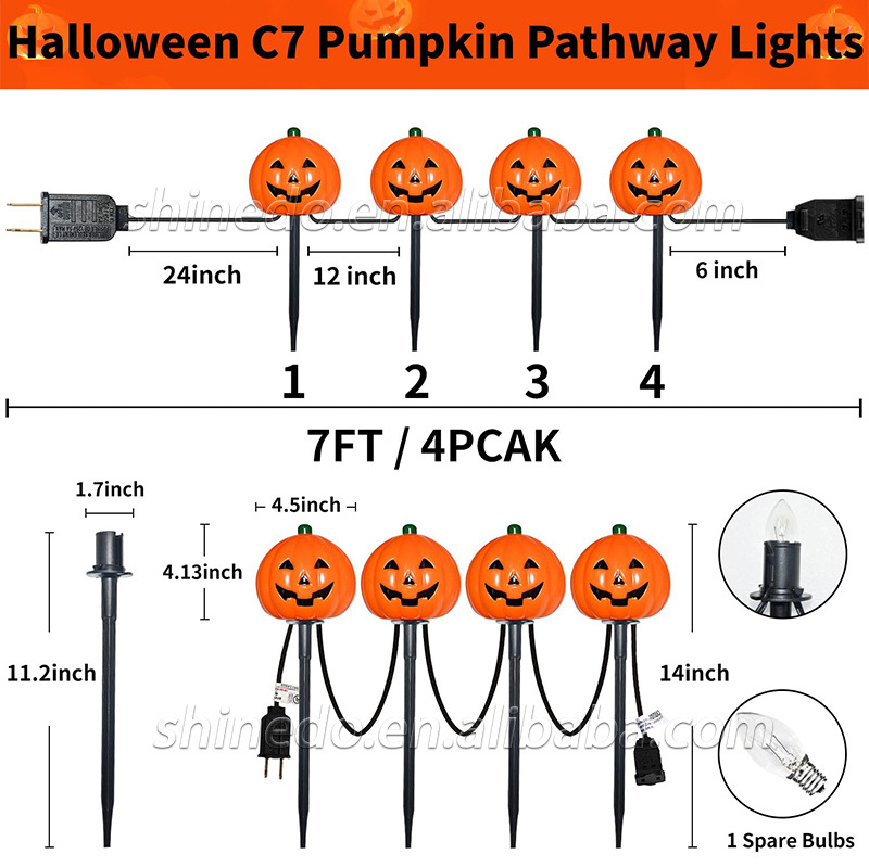 Halloween Pathway Lights Outdoor Pumpkin Lights Halloween Outdoor Walkway Garden Yard Lawn holiday Lights Decor