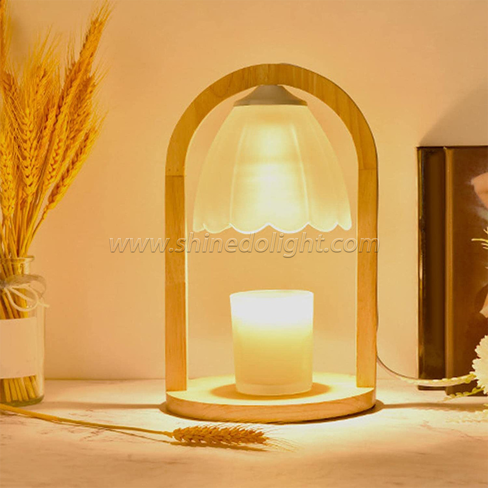 Modern Candle Warmer Lamp Flameless Aromatherapy Wax Creative Birthday Gift Wooden Decor Lamps Table Lamp for bedroom