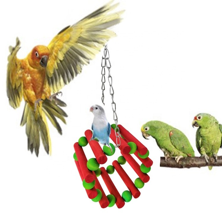 Christmas Pet Gift 5pcs Bird Chewing Toy Parrot Cage Bite Toys Hanging Bell Pet Bird Cage Hammock Swing Toy