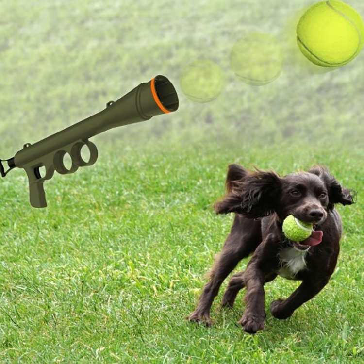 Pet Training Throw Dog Toy Tennis Ball Launcher Gun with 2 Balls